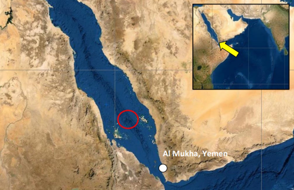Vessel Attacked By Missile 70 Nautical Miles Northwest Of Al Mukha, Yemen