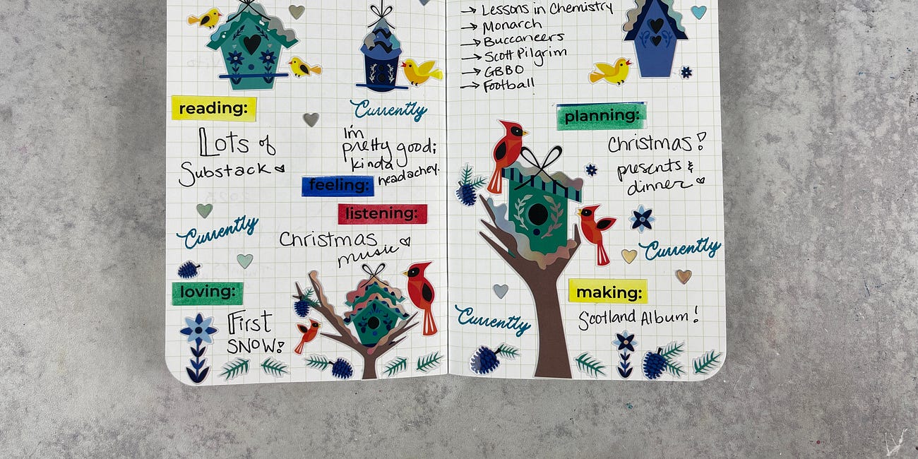 Daily Pages 11/27/23: Currently List + Winter Birds 