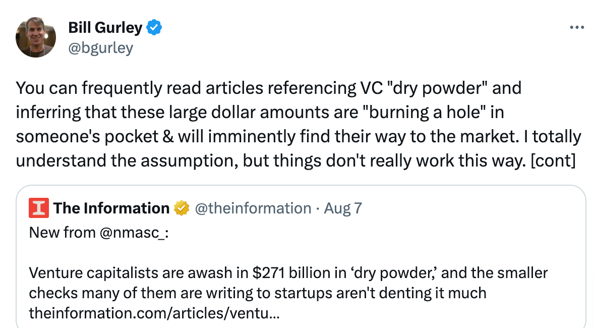 Why Bill Gurley & Josh Wolfe Think VCs Won't Deploy All Their Dry Powder Anytime Soon