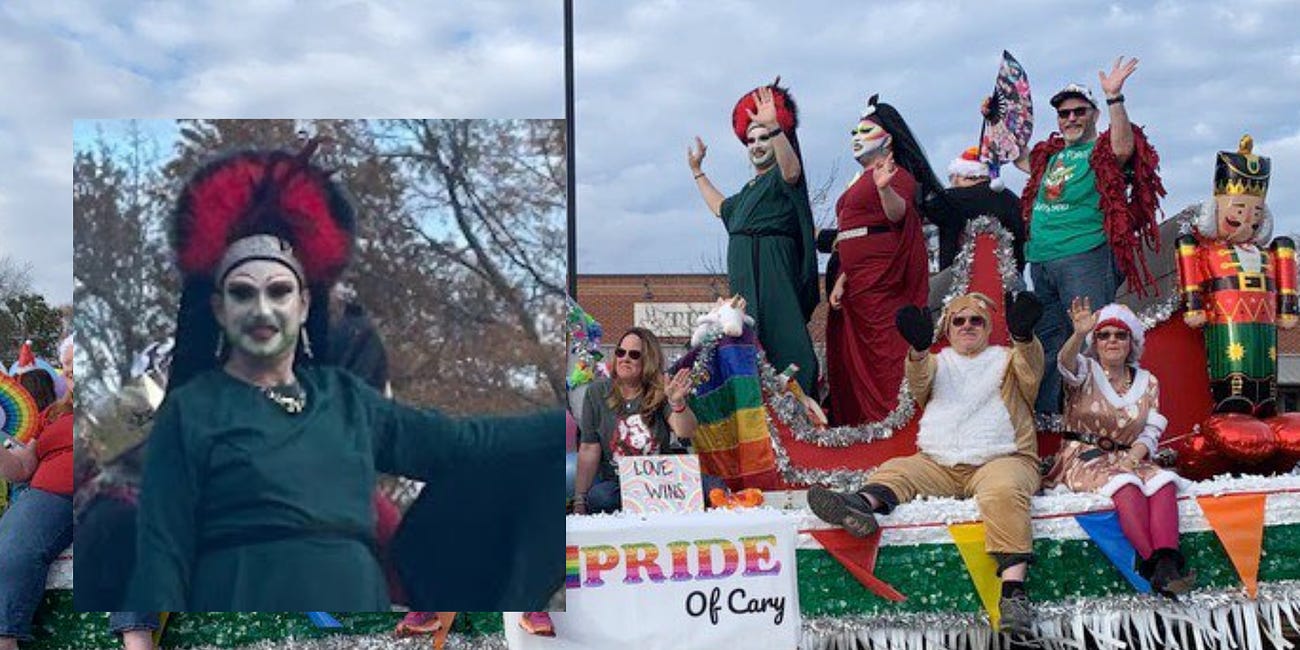 Drag "nuns" ride in Cary Christmas parade