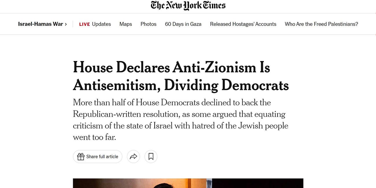 US Congress: All Anti-Zionism Is Jew Hatred