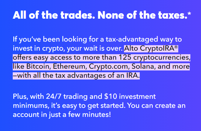 ALTO: BITCOIN & ALL THE CRYPTOS ON COINBASE, BUT TAX FREE. You KNOW you need a smidge of Crypto, but HOW?