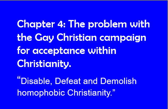 Chapter 4 -- The problem with the Gay Christian campaign for acceptance within Christianity.