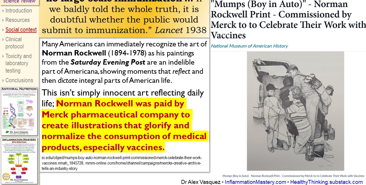 Our American Vaccination Indoctrination (2) Norman Rockwell's Americana art was sponsored by Merck, pharma to integrate their vaccines into American culture 