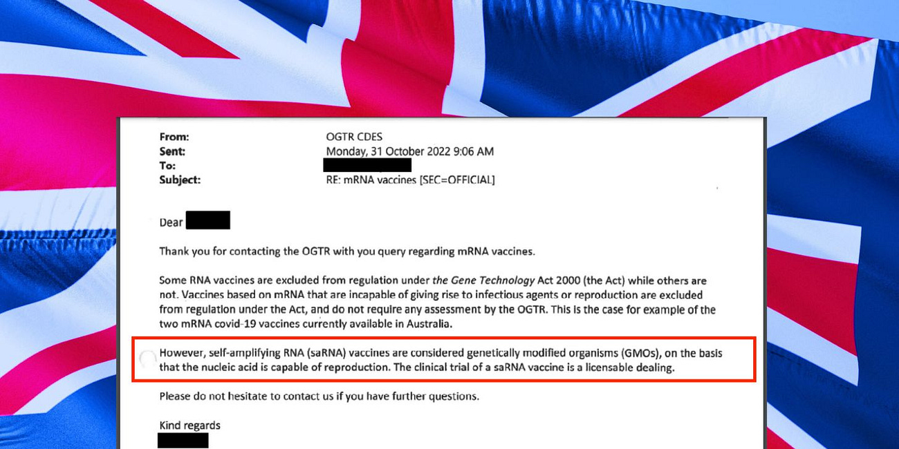 Australian Gov't Classifies Self-Replicating mRNA (samRNA) Vaccines as GMOs, FOIA Documents Reveal