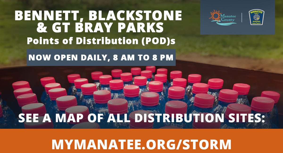 Manatee County Establishes Three Distribution Points for Storm Recovery Supplies