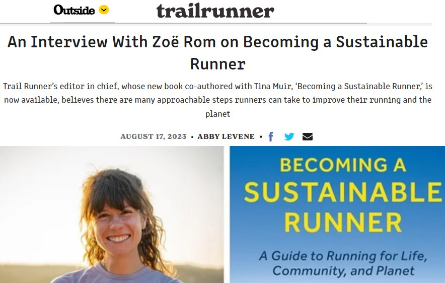 "As an individual, I am not awesome at sustainability," admits "Becoming a Sustainable Runner" author Zoe Rom (in an interview commissioned by Zoe Rom)