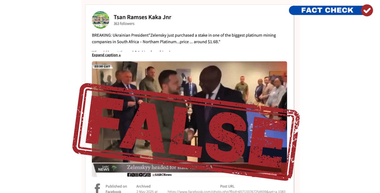Fake news report links Ukraine's Zelenskiy to South Africa mine