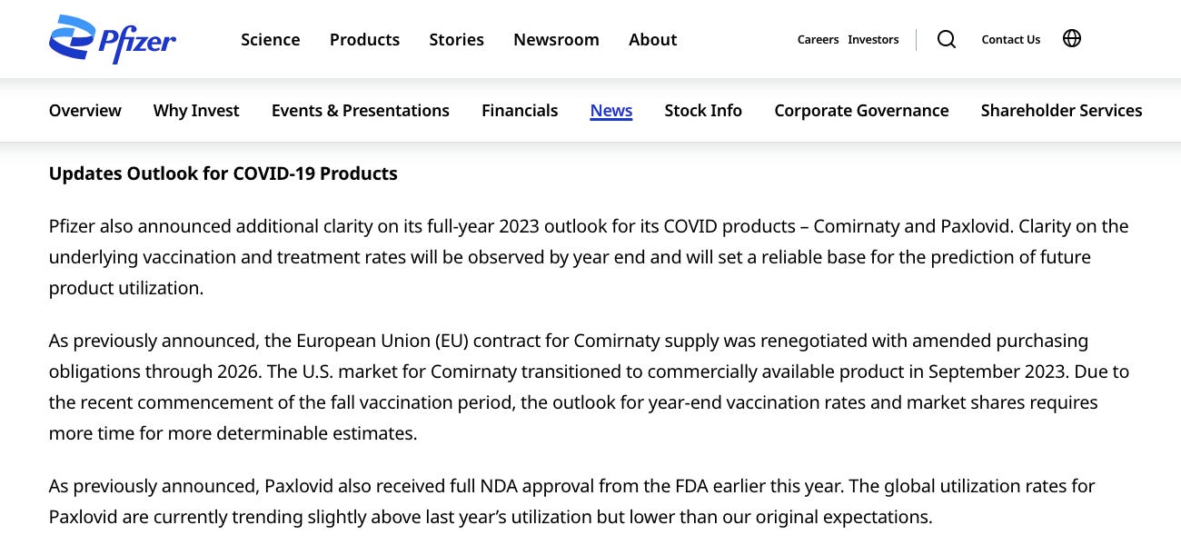 Updated: Pfizer Slashes 2023 Revenue: Cuts $3.5 BILLION: EU Modifies Pfizer Contracts: EPS Decreases by $2 per Share