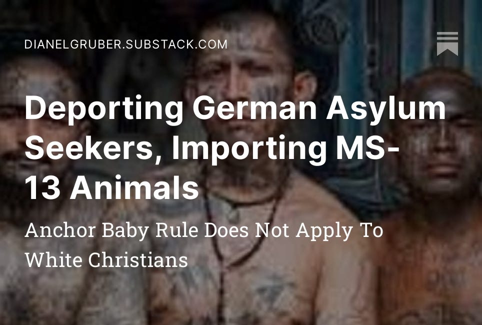 Deporting German Asylum Seekers, Importing MS-13 Animals