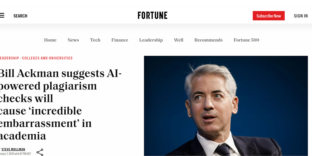 Bill Ackman: AI plagiarism checking will cause 'incredible embarrassment'