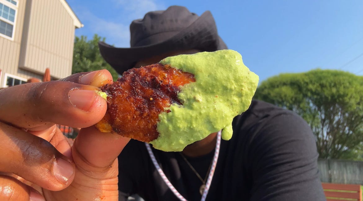 peruvian-inspired wings with aji verde sauce