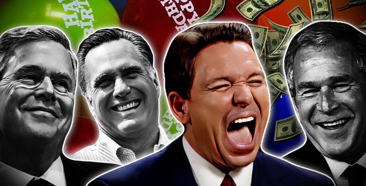 Ron DeSantis Skips Work on His Birthday To Fundraise With Mitt Romney and Bush Family Political Donors 