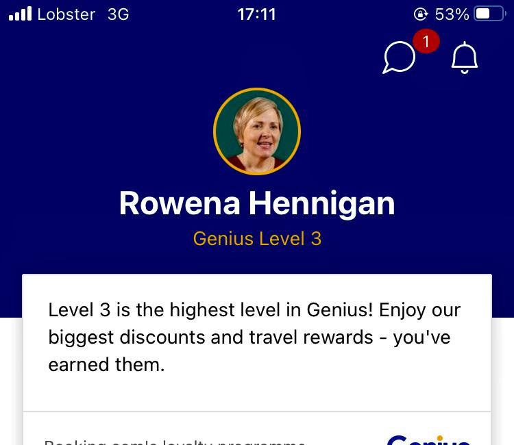 🖋️Feature: My booking (dot.com) app told me I am a Genius 