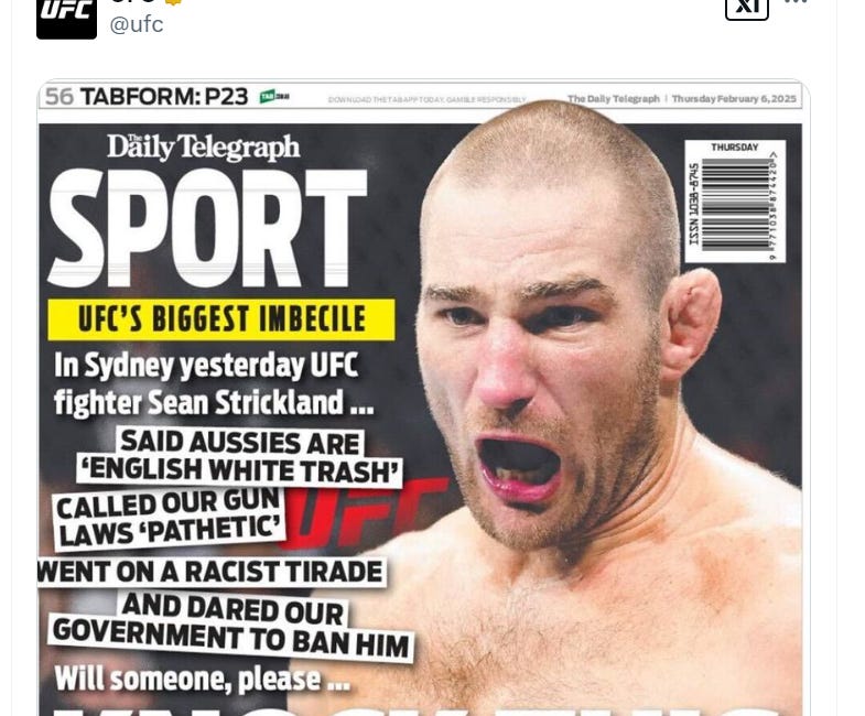 One week after Bryce Mitchell, UFC highlights Sean Strickland's racist stench
