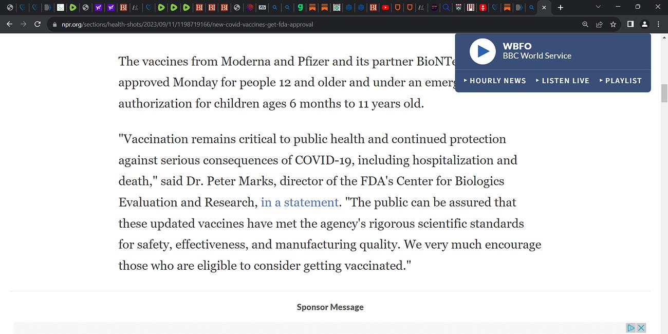 Well, FDA's Dr. Peter Marks has outdone himself & is now the 23rd Horseman of the COVID Apocalypse; I did not think he was list calibre but he forced himself pushing the XBB.1.5 omicron 