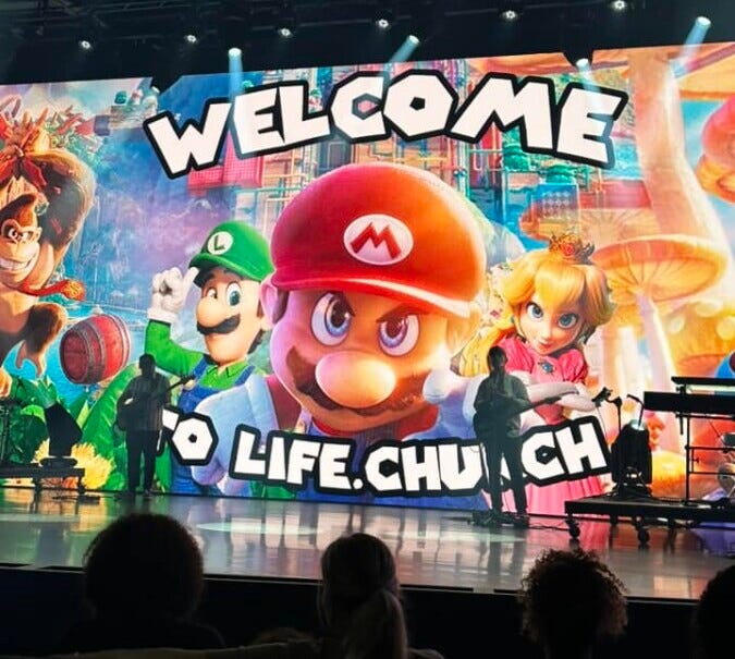 Mario Sermon Series? Megachurch Transforms Church into Mushroom Kingdom + Singing Bowser
