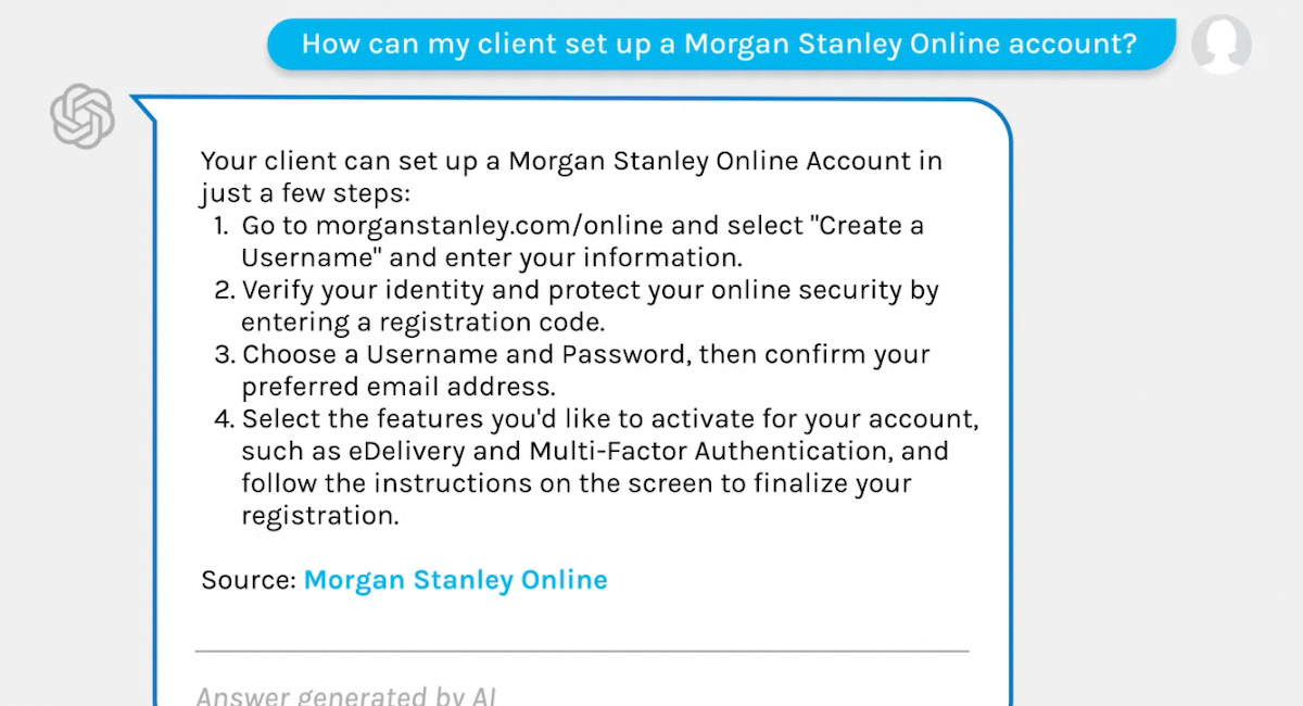 Morgan Stanley Rolls Out OpenAI GPT-Powered Assistant for Financial Advisors