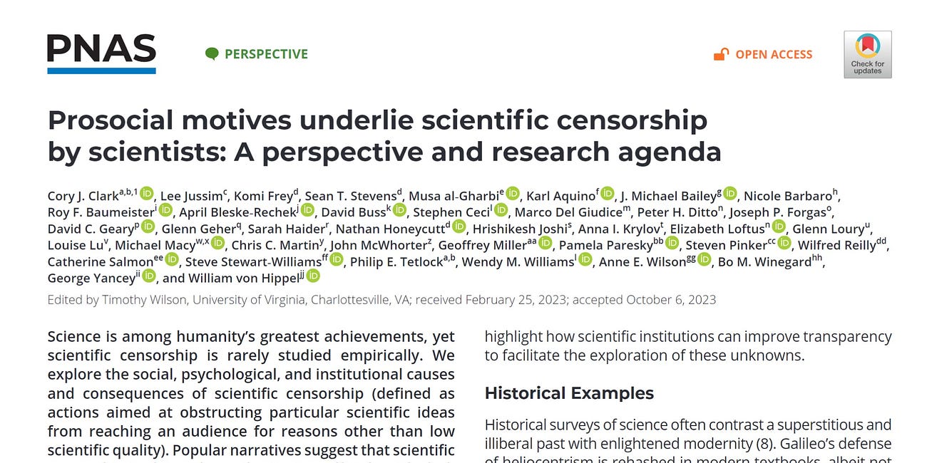 The Motives and Implications of Scientific Censorship