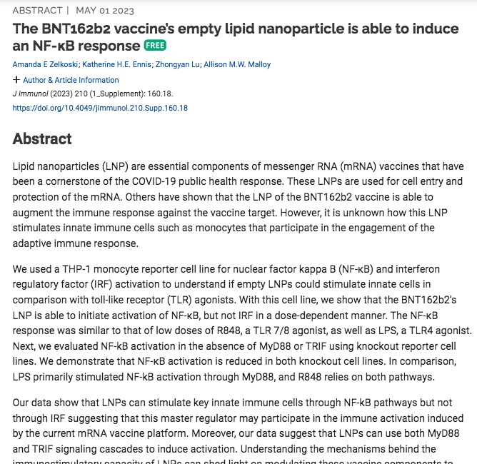 Empty mRNA Jab LNPs are contaminated with Endotoxin that increases NF-κB 