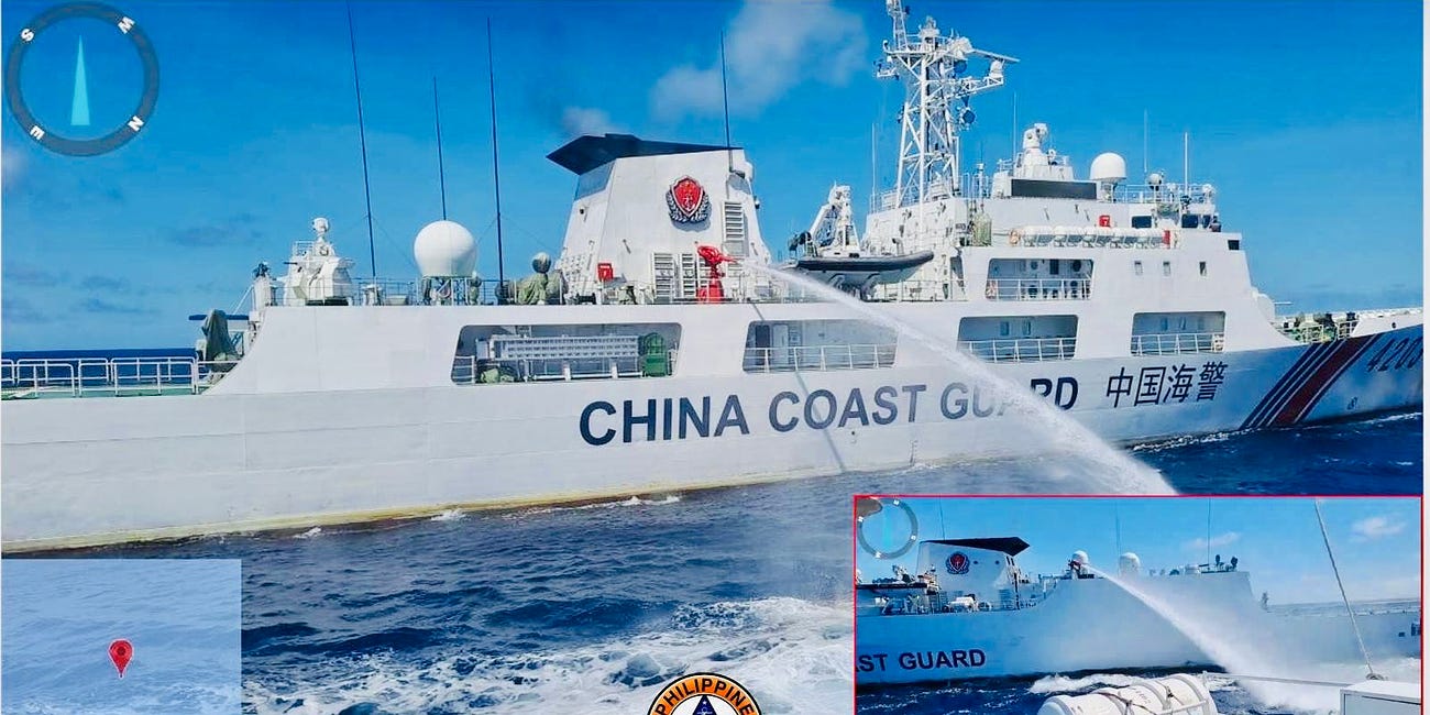 Philippines: Chinese Coast Guard Water Cannons Philippine Chartered Supply Boat