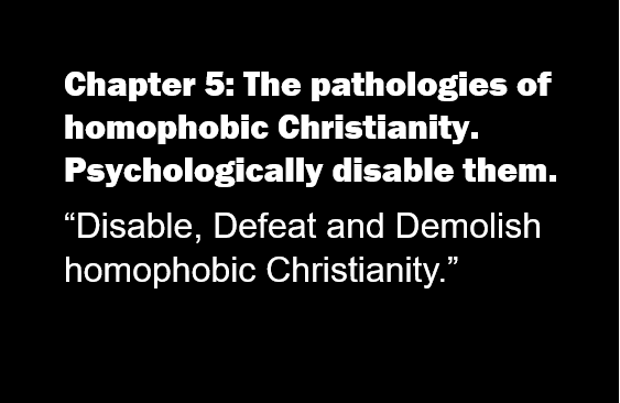 Chapter 5 The Pathologies of the Homophobic Christian. The homophobic Christian is a bad person. Psychologically disable them.