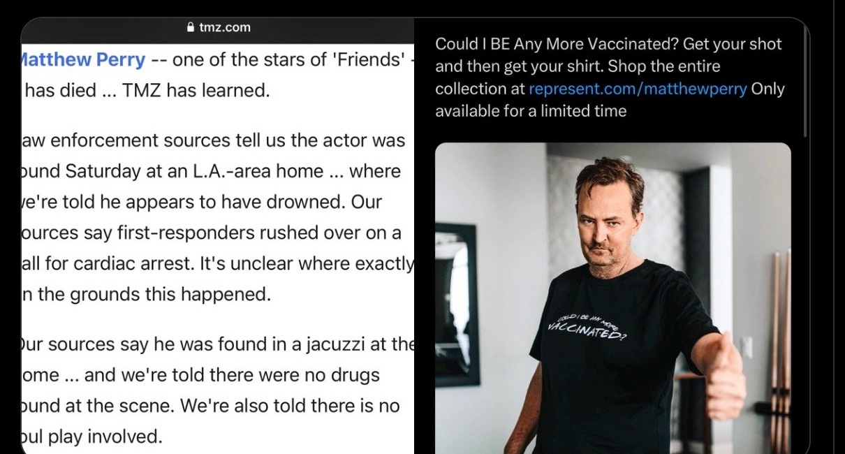 DEATHVAX™ Strikes Again Hollywood Edition: 'Friends' Star Matthew Perry "Died Suddenly"