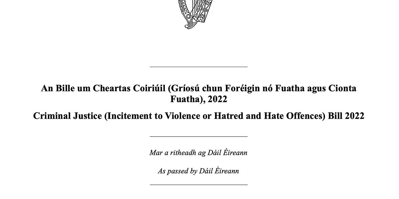 An Open Letter to Irish Senators Concerning the Hate Offences Bill