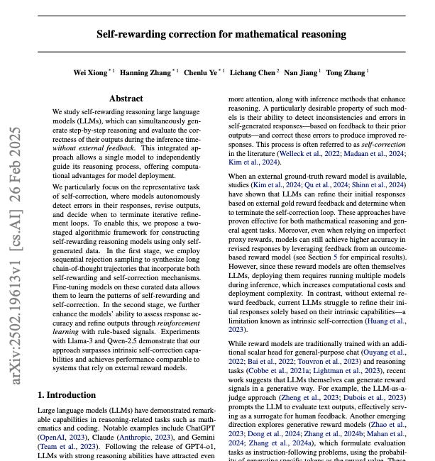Self-Rewarding Reasoning Large Language Models (SR-LLMs)