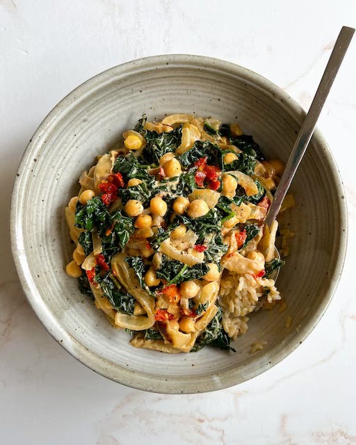 Creamy Calabrian Chili Chickpeas & Kale