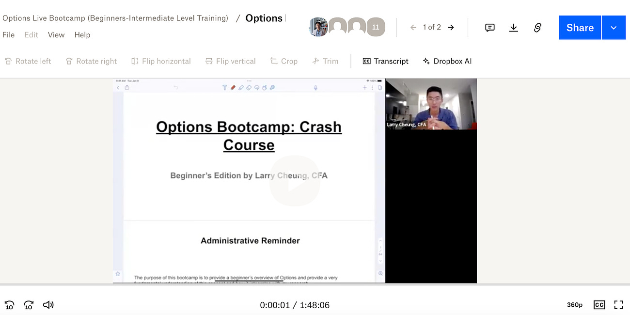 Members-Only Resource: Options Bootcamp Course Recording Access, Timestamps, and Slide Deck