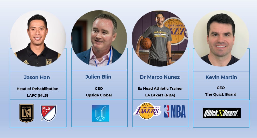🔥Upside Chat with Jason Han (LAFC/MLS), Dr Marco Nunez (ex LA Lakers/NBA), Kevin Martin (The Quick Board) on AI Tools/ChatGPT, VR, Robotic Massage Tables for Sports Rehab, and More. 