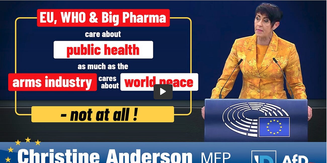 Christine Anderson, MEP: EU, WHO, and Big Pharma Care About Public Health As Much as Arms Industry Cares About World Peace