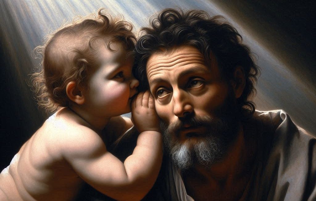 Christ Child Whispering to Caravaggio's Ear