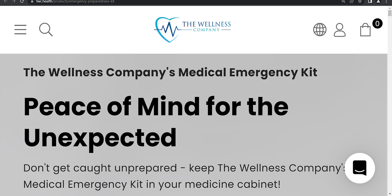 IMPORTANT: Medical Emergency kit (8 key medications for your medicine chest) from The Wellness Company (TWC) website; kit seen here: https://www.twc.health/products/emergency-preparedness-kit?ref=Paul