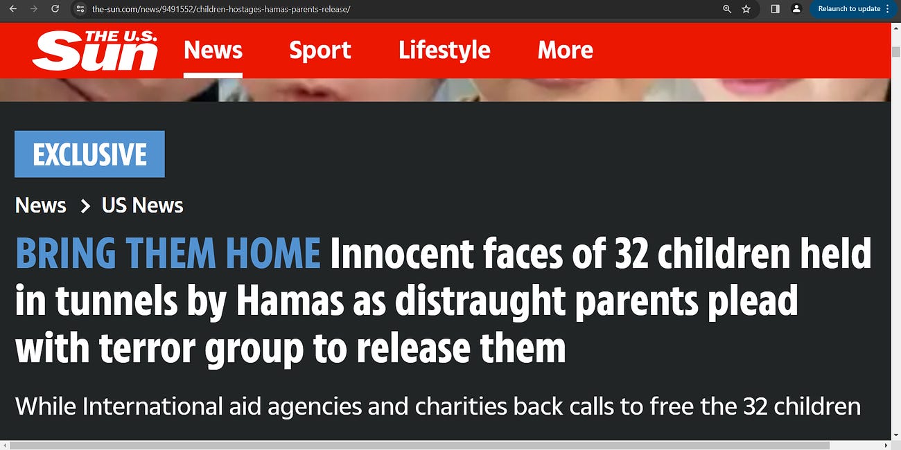 BRING THEM HOME Innocent faces of 32 Israeli children being held and tortured in tunnels by Hamas as distraught parents plead with terror group to release them; please release them; no arab or Israeli