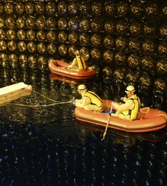 Underground golden chamber filled with ultra-pure water that detects invisible particles...