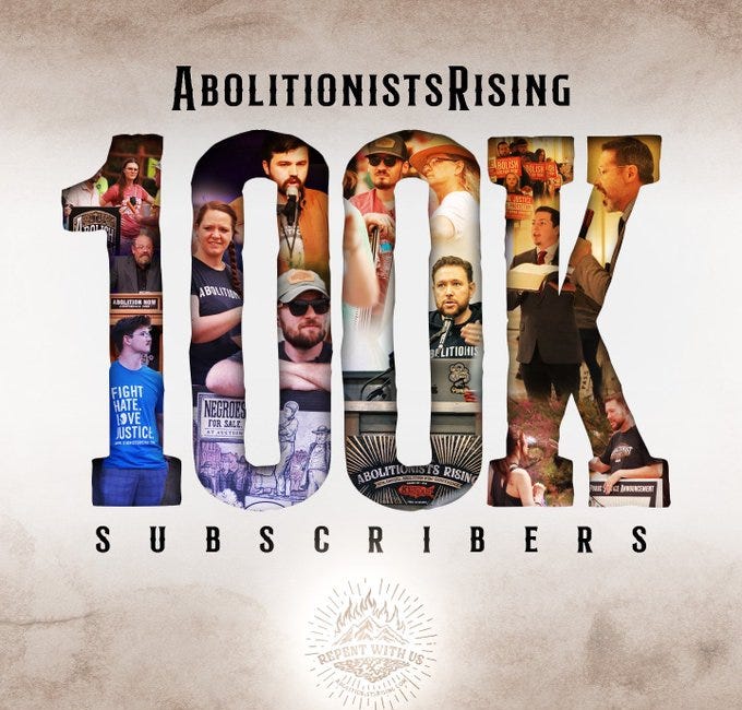 Abolitionist Rising YouTube Channel Hits Milestone of 100K Subscribers, Over 1M Views a Day