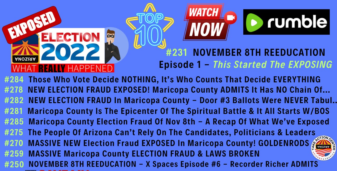 Maricopa County Election Fraud Of NOV 8, 2022 EXPOSED With Their Own Official Election Records, Election Returns, Documents & Admissions of BREAKING THE LAWS!