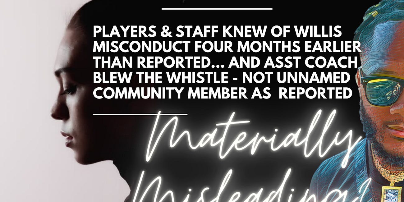 Exclusive: Football Player & Staff Aware of Willis Misconduct for Full Four Months Prior to Law Enforcement Notification