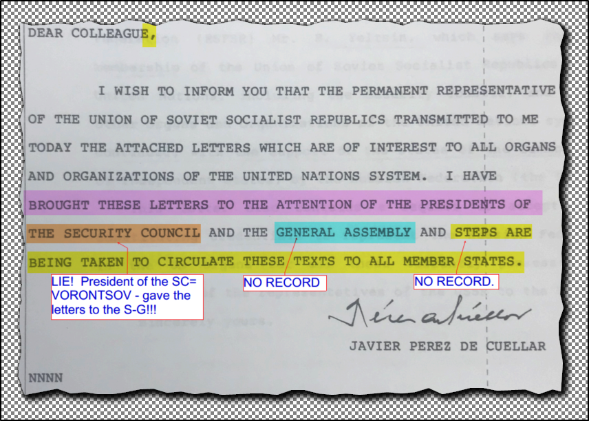 Notification of Yeltsin's Letter "Continuing" USSR United Nations memberships??? - Knowledge is Power