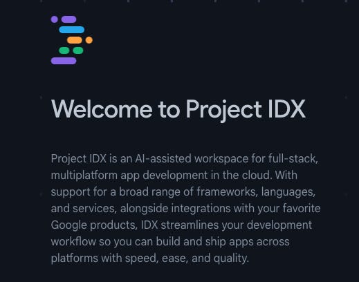 Building Applications in Google Project IDX