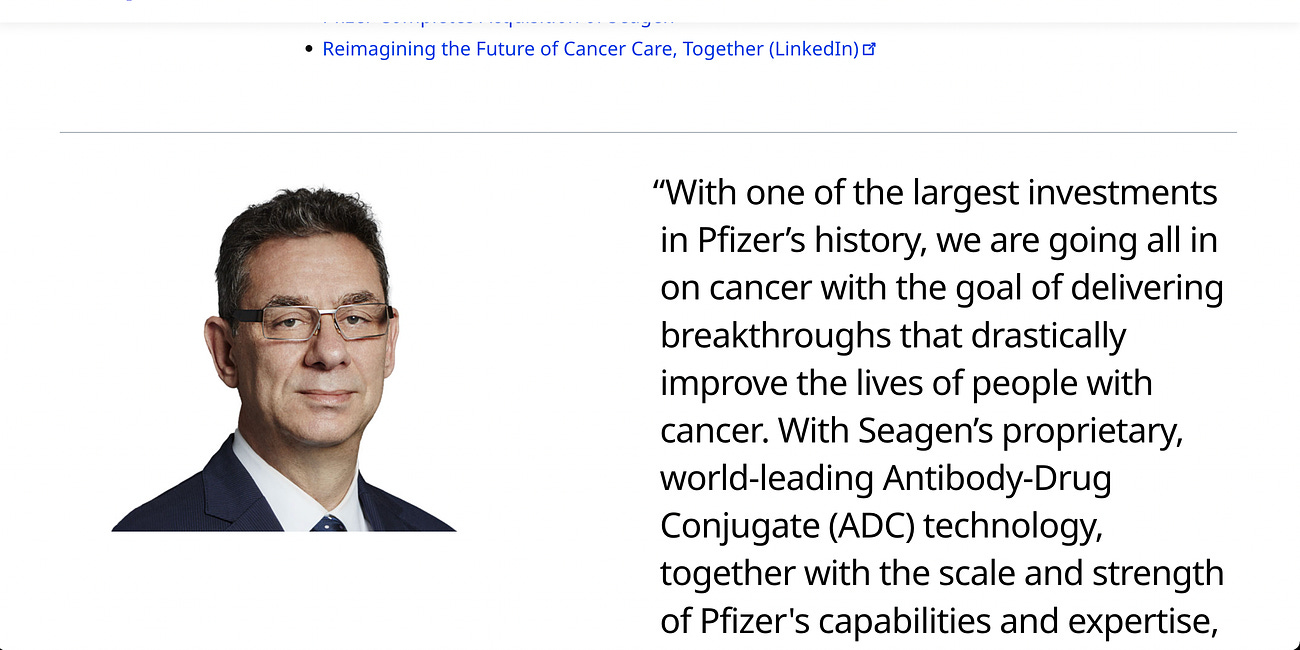Pfizer Completes Acquisition of Seagen and is now focused on treating Turbo Cancer and I think we are being SPARRED, y'all...