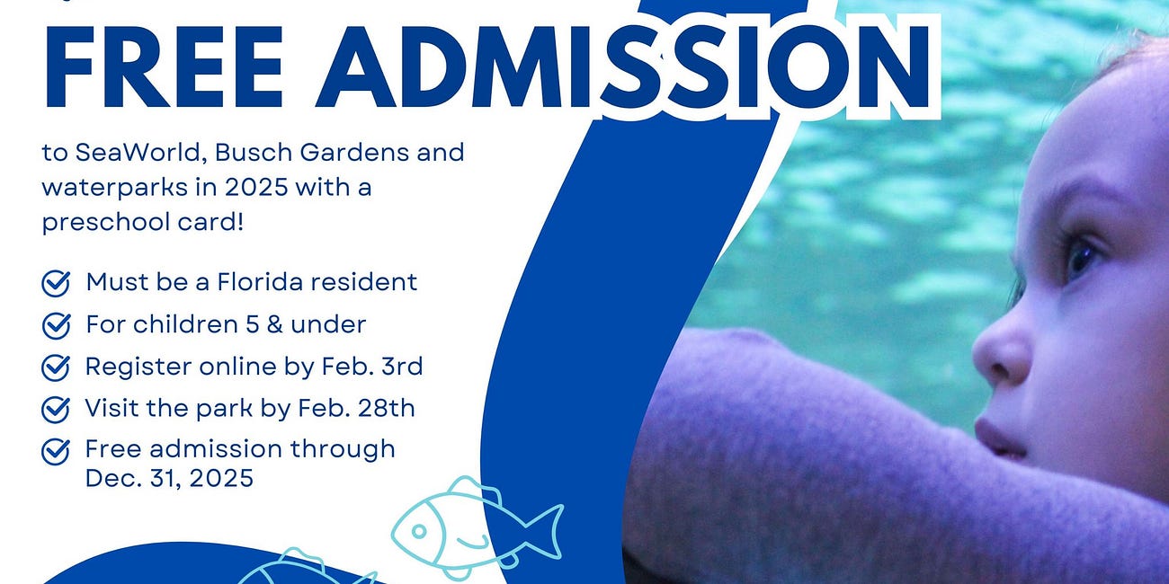 Florida Preschoolers Eligible for Free Admission to SeaWorld and Busch Gardens in 2025