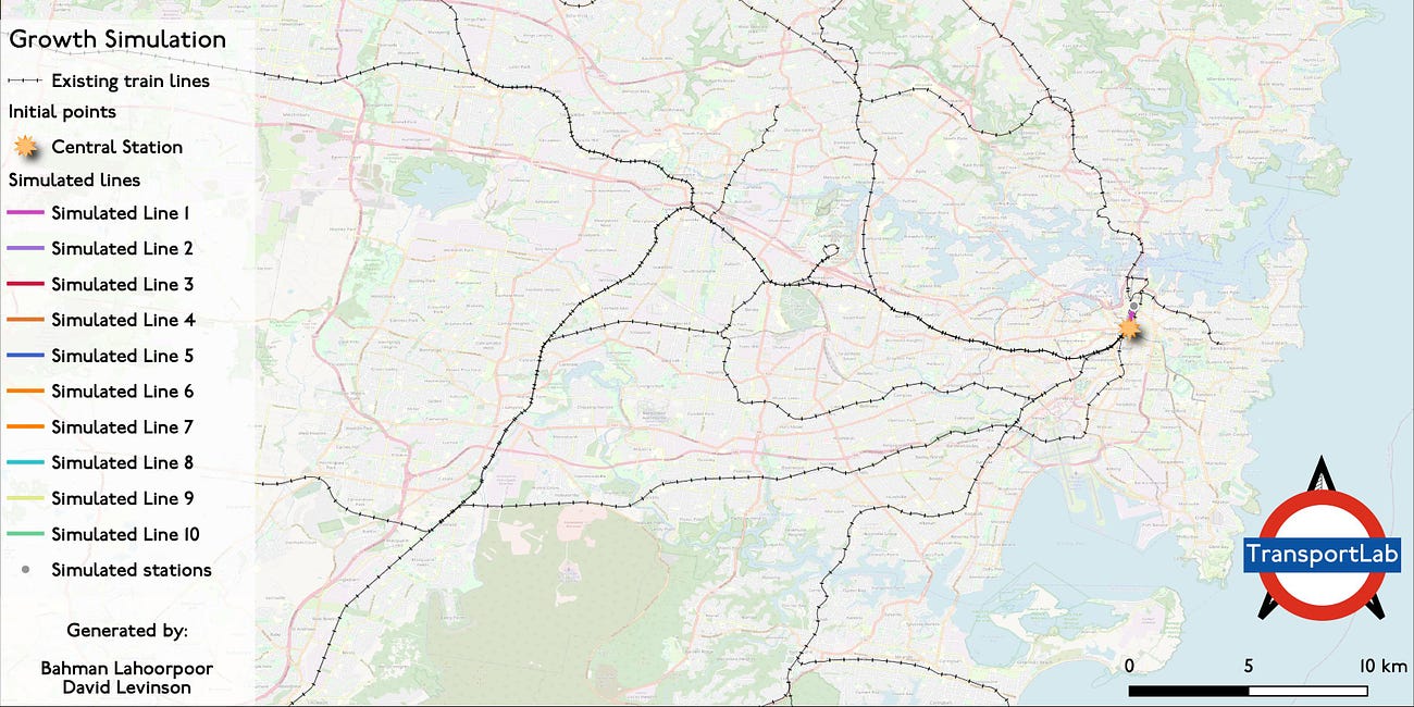 An agent-based simulation model for the growth of the Sydney Trains network