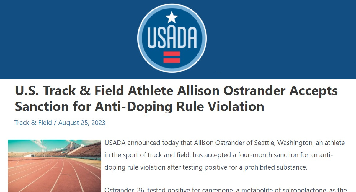 Allie Ostrander's four-month ban for a masking agent detected in an OOC test was levied soon after she signed with Kilian Jornet's gear company NNormal