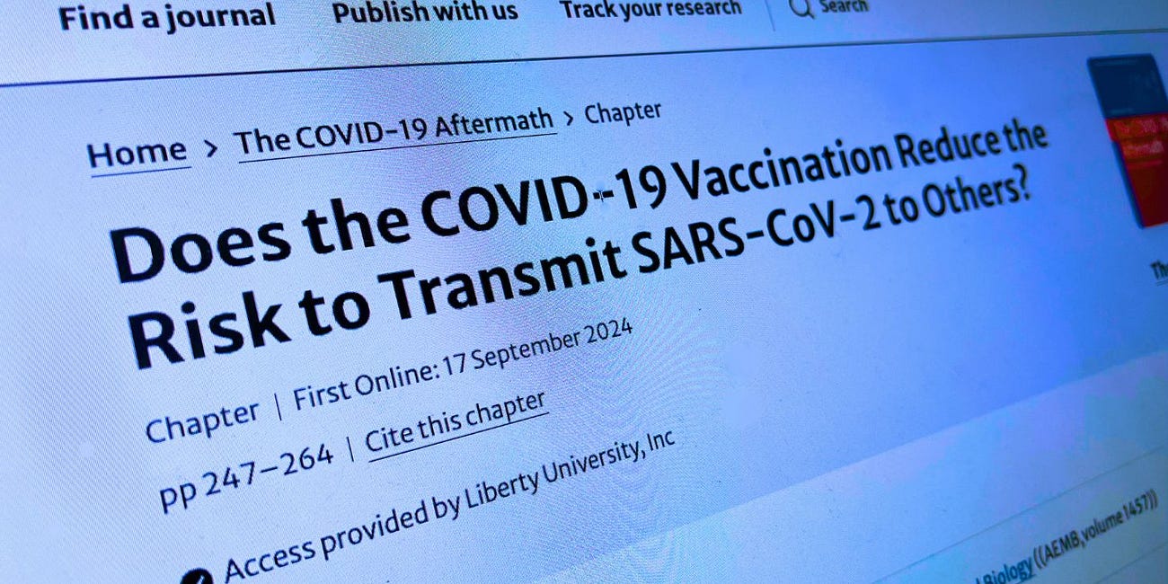 COVID Jab 'Does Not Reduce the Risk to Transmit SARS-CoV-2 to Others': Springer's 'Advances in Experimental Medicine and Biology'