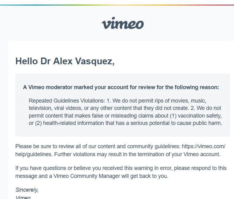VIMEO cannot be trusted with your videos