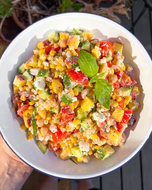 Peach & Goat Cheese Pearl Couscous Summer Salad