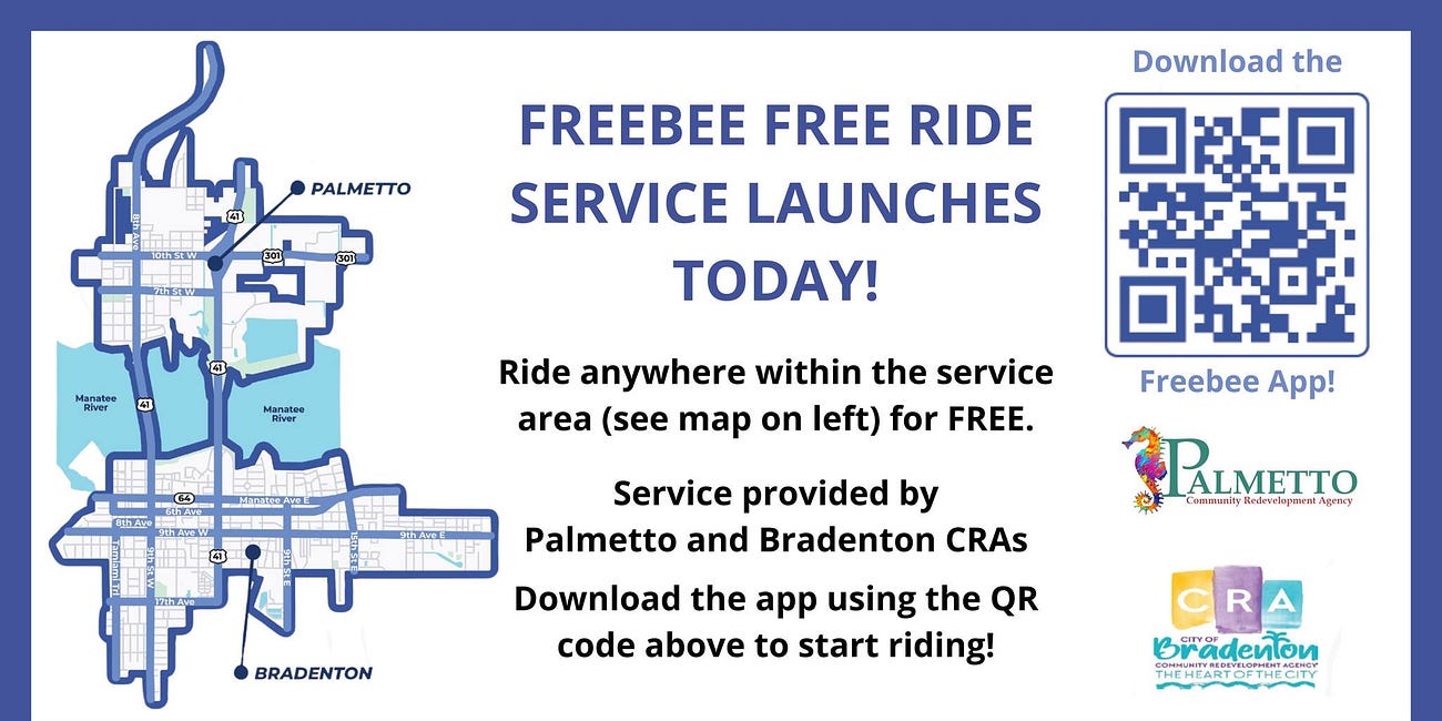 Freebee Free Ride Service Launches in Palmetto CRA!
